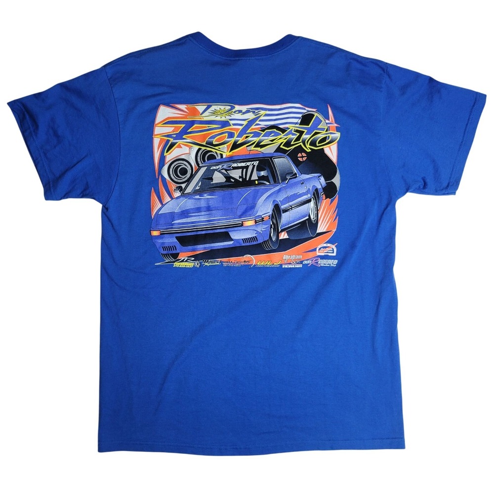 Jerzees Don Roberto Car Racing Heavyweight Blend T-Shirt XL Blue